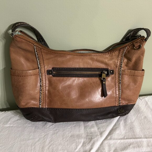 THE SAK Kendra Leather Hobo Shoulder Bag Brown w/zipper closure & side pockets - Picture 1 of 10